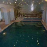 Большой стационарный бассейн для плавания в частном доме с эксклюзивным дизайном