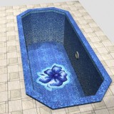 Дно бетонного бассейна для плавания с оригинальным узором из мозаики