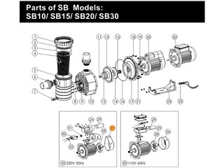 Кожух вентилятора насоса SB-30 Emaux (01031008)