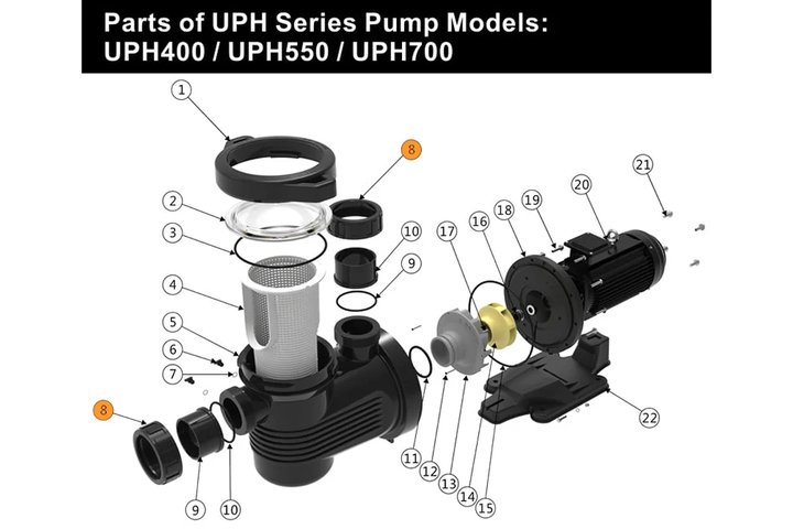 Гайка муфты d90 насоса UPH Emaux 420228563