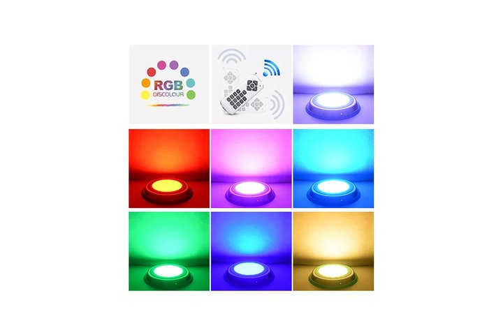 Прожектор накладной из нерж. стали рамка синяя (25Вт/12В) LED RGB с пультом Tadpole JKD-YC300-SP
