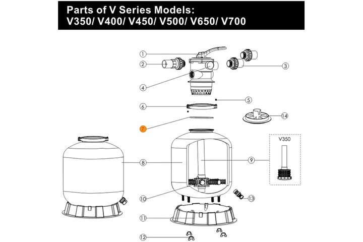 Прокладка-кольцо фланца бочки фильтра Emaux V350-V-650; S450-S650 MPV-01W-9B/MPV-01W-09A (02011134)