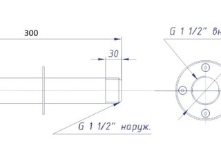 Ат 08.07 Форсунка подсоединения пылесоса, L=300, 1 1/2" внут./1 1/2" нар.