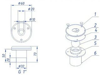 Ат 03.03 Форсунка стеновая мини нерж.ст.(универ.)