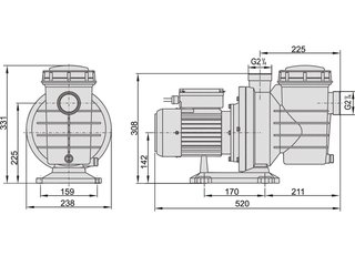 Насос с префильтром AquaViva LX SWIM 075M (220В, 17 м3/ч, 0,9kW)