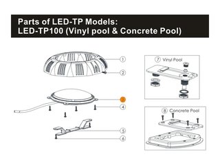 Лампа прожектора (12Вт/8В) LED-P100 LED (Automatic) (RGB) Emaux 04011112