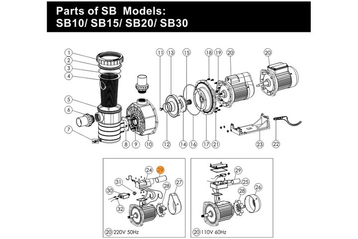 Конденсатор насоса SB30  35 мкф  (04016016)