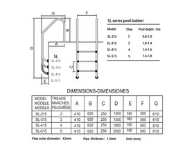 Лестница 2 ступени (ш.б.) Mayer Schwimmbad STANDART SL-215  AISI-304