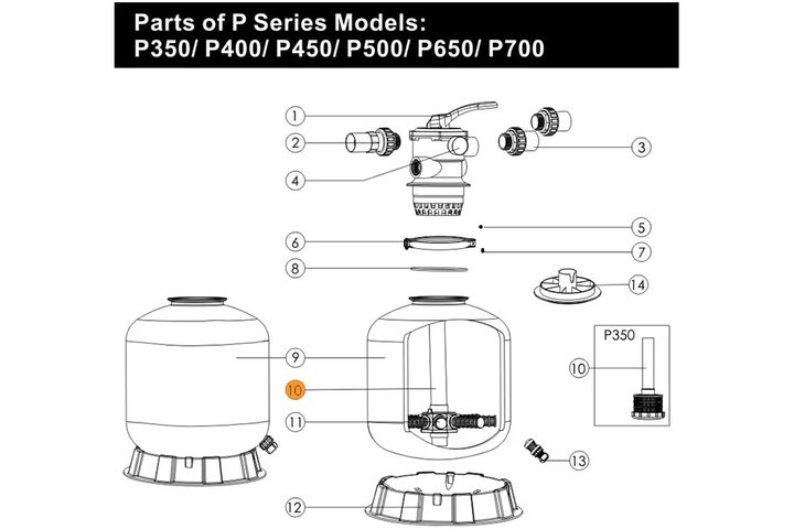 Коллектор фильтра серии P-500 с трубой (89011605)