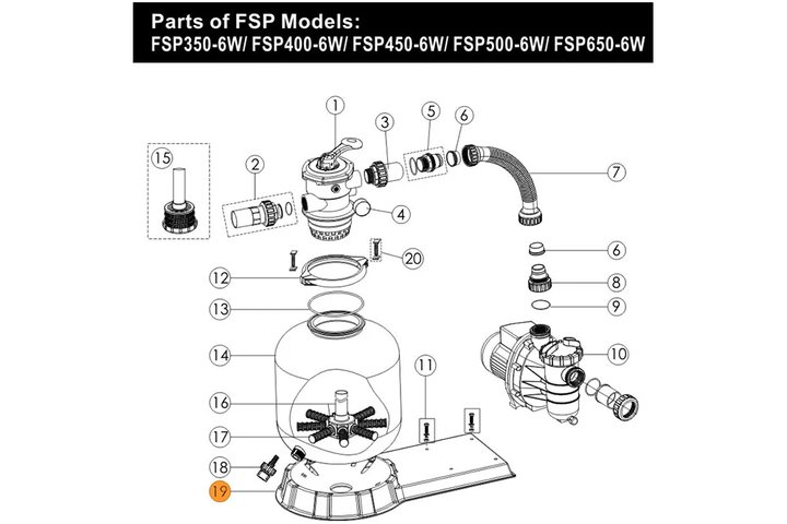 Платформа общая для бочки фильтра Emaux FSP350-4W, FSF350-6W (01111056)