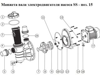 Манжета вала электродвигателя насоса SS Emaux (02011156)(поз.15)