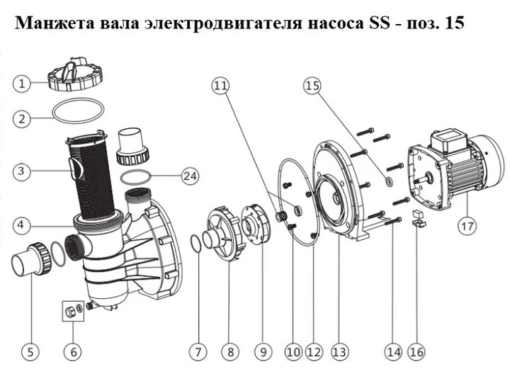 Манжета вала электродвигателя насоса SS Emaux (02011156)(поз.15)