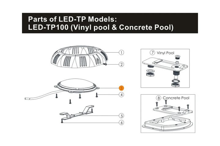 Лампа прожектора (12Вт/8В) LED-P100 LED (Automatic) (RGB) Emaux 04011112