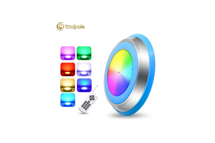 Прожектор накладной из нерж. стали рамка синяя (35Вт/12В) LED RGB с пультом Tadpole JKD-YC300-SP