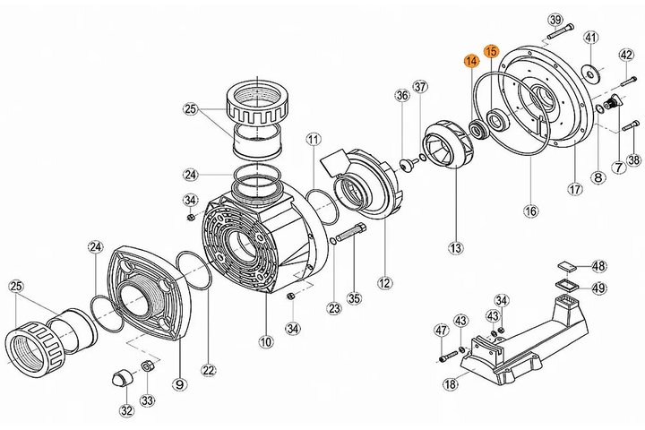 Сальник (компл.2шт.) насоса KA/KAP/KAN  Kripsol RKA 200.A/RPUM1415.02R