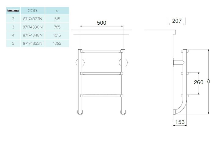 Лестница  без поручней 5 ступеней Flexinox ESC PT AISI-316 (87174355)