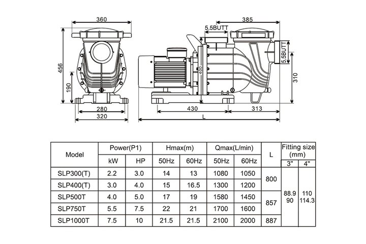 Насос (4кВт 380B 85 м3/ч h 10м в.ст.) Mayer Schwimmbad SLP500T