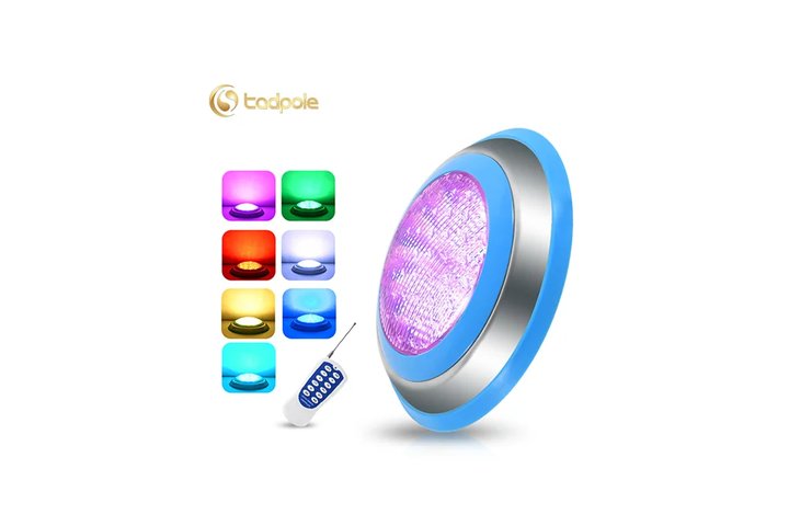 Прожектор накладной из нерж. стали рамка синяя (18Вт/12В) LED RGB с пультом Tadpole JKD-YC230-SP