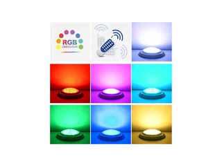 Прожектор накладной из нерж. стали рамка синяя (18Вт/12В) LED RGB с пультом Tadpole JKD-YC230-SP