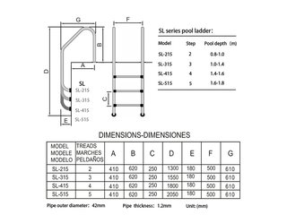 Лестница 3 ступени (ш.б.) Mayer Schwimmbad STANDART SL-315  AISI-304