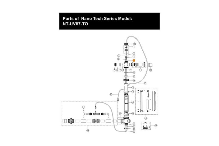 Чехол кварцевый установки ультрафиолетовой Emaux Nano Tech NT-UV87-TO Ozone 87W E130431