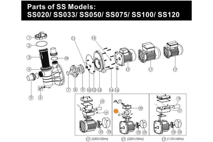 Конденсатор насоса SS 100  20мкф (04016012)