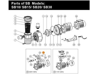 Конденсатор насоса SB15  25мкф (04016014)