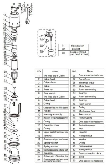 Насос нерж.ст.погруж. для гряз.воды(0,37кВт220B max15м3/ч max10,5м в.ст.)Mayer Schwimmbad LX QCK55MA