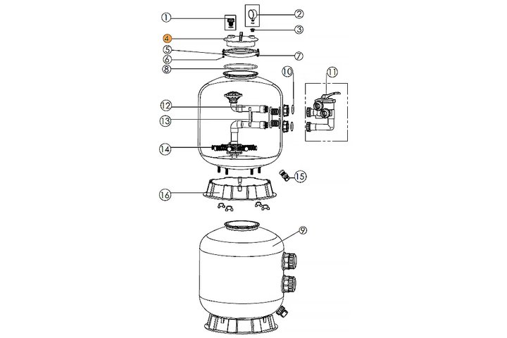 Крышка фланца бочки фильтра S450 - S650 Emaux 01201022