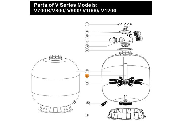 Коллектор фильтра серии V-700В с трубой (89010102/ 89010611)