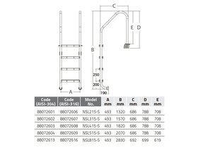 Лестница 2 ступени (ш.б.) Emaux NSL215-S  AISI-304 (88076501)