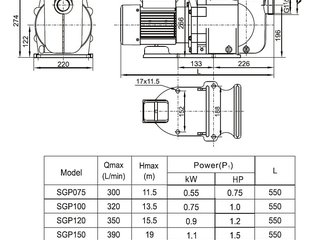 Насос (0,75кВт 220B 13,2 м3/ч h 8м в.ст.) Mayer Schwimmbad LX SGP100