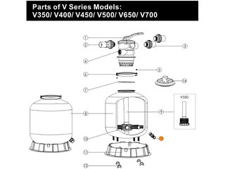 Пробка сливная в компл. с сепаратором фильтра V700-V1400 Emaux FT-01-010/ 89010107/Е010406