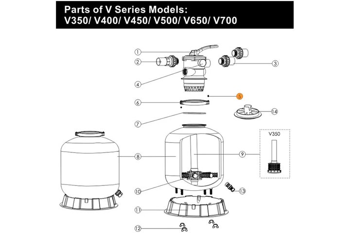 Болт с гайкой крепления хомута фланца бочки V350-V700, P400-P650, S450-S650  Emaux  89010119