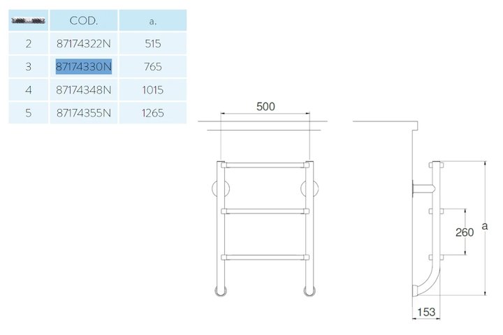 Лестница  без поручней 4 ступени Flexinox ESC PT AISI-316 (87174348)