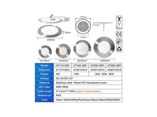 Прожектор  встраиваемый из нерж. стали (12Вт/12В) LED Cold white Tadpole JKD-UT160-2SP