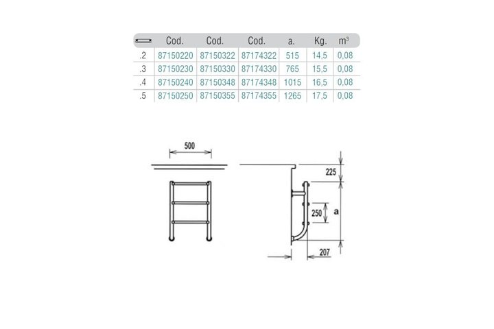 Лестница  без поручней 2 ступени Flexinox ESC PT (87150322)