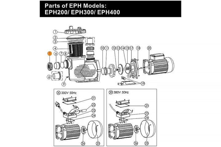 Гайка муфты d 63/75 мм насоса EPH Emaux 01013147