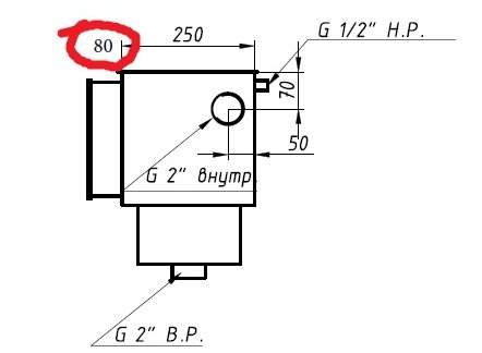 Ат 05.13.2 скиммер V 25 с регулятором уровня воды (плитка) L=80 мм