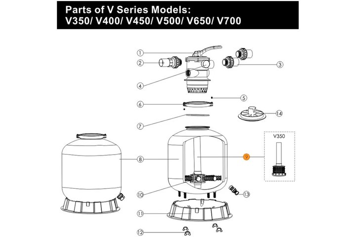 Коллектор фильтра серии V-500 с трубой (89010104/E010403)