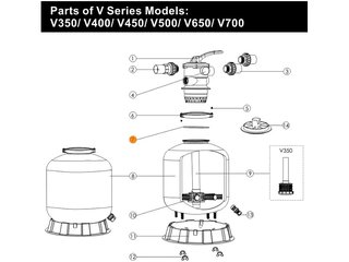 Прокладка-кольцо фланца бочки фильтра Emaux V350-V-650; S450-S650 MPV-01W-9B/MPV-01W-09A (02011134)