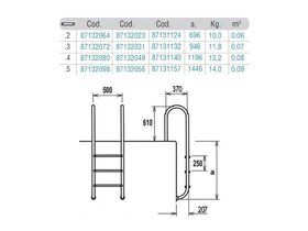 Лестница  2 ступени  (у.б.) Flexinox WALL  AISI-316 (87131124)