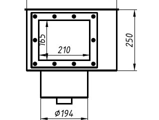 Ат 05.13.2М скиммер V 25 с регулятором уровня воды (плитка) L=80 мм AISI 316L