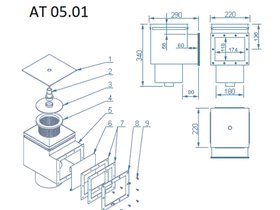 Ат 05.01М Скиммер V=15 нерж. ст.(универ.) AISI 316