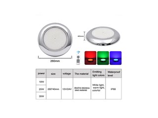 Прожектор накладной из нерж. стали (35Вт/12В) LED RGB с пультом Tadpole JKD-YC260-2SP