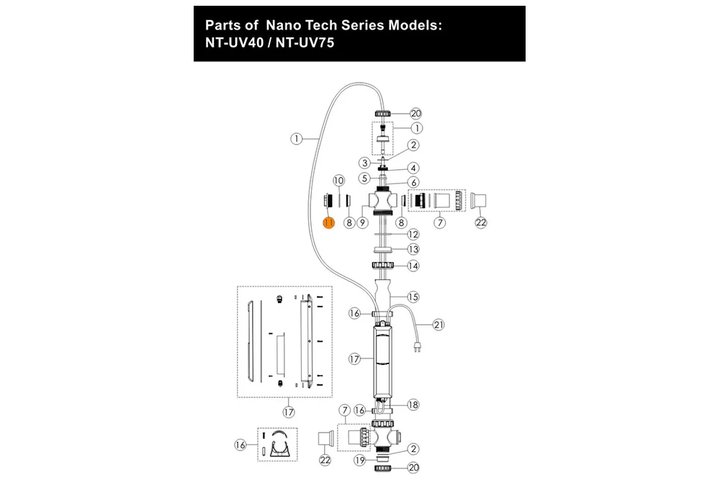 Заглушка прозрачная установки УФ Emaux Nano Tech UV-C Timer NT-UV40-T/NT-UV75-T 430221017