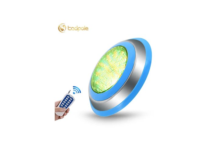 Прожектор накладной из нерж. стали рамка синяя (18Вт/12В) LED RGB с пультом Tadpole JKD-YC230-SP