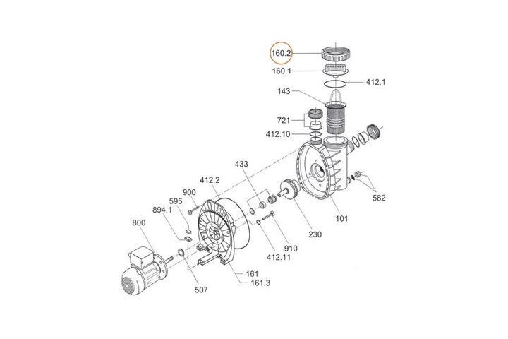 Прижимная гайка крышки префильтра насоса фильтра Cristall D500 Behncke (2921.616.020)
