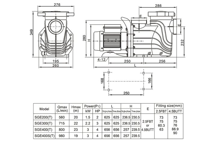 Насос (3кВт 220B 54,5 м3/ч h 8м в.ст.) Mayer Schwimmbad SGE400S