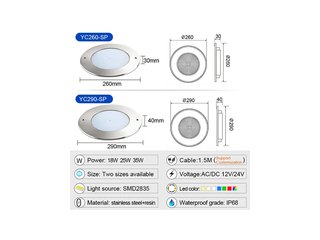 Прожектор  встраиваемый из нерж. стали (25Вт/12В) LED Cold white Tadpole JKD-YC260-SP